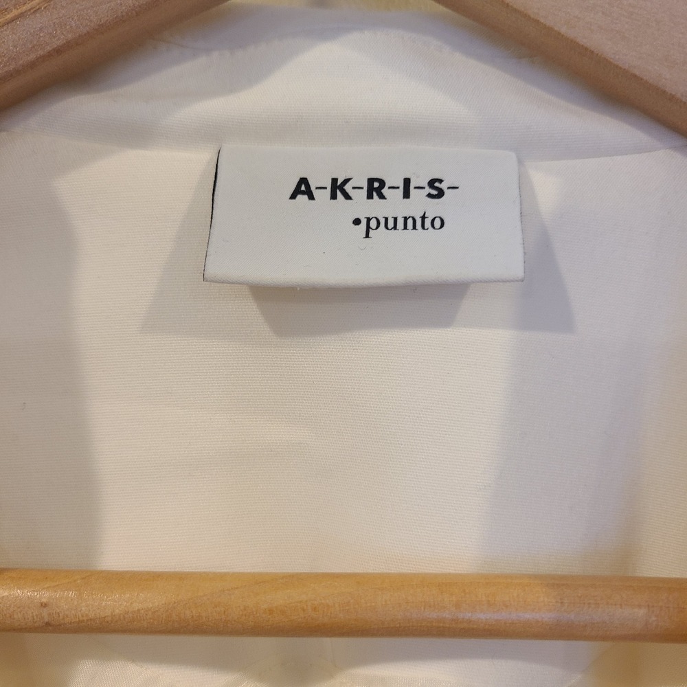Akris Punto Cream White Cinched Drawstring Waist Peplum Blazer Jacket Size 6 - Picture 9 of 13